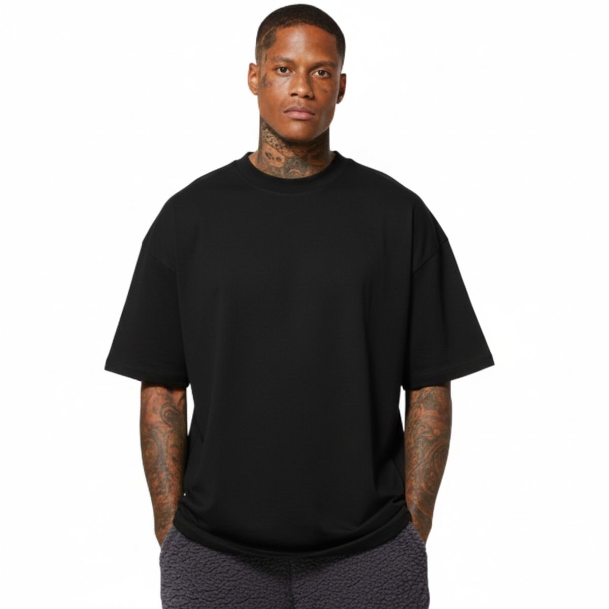 TRIPLE PLAY - Polera Lisa Oversize Streetwear 100% Algodón Premium