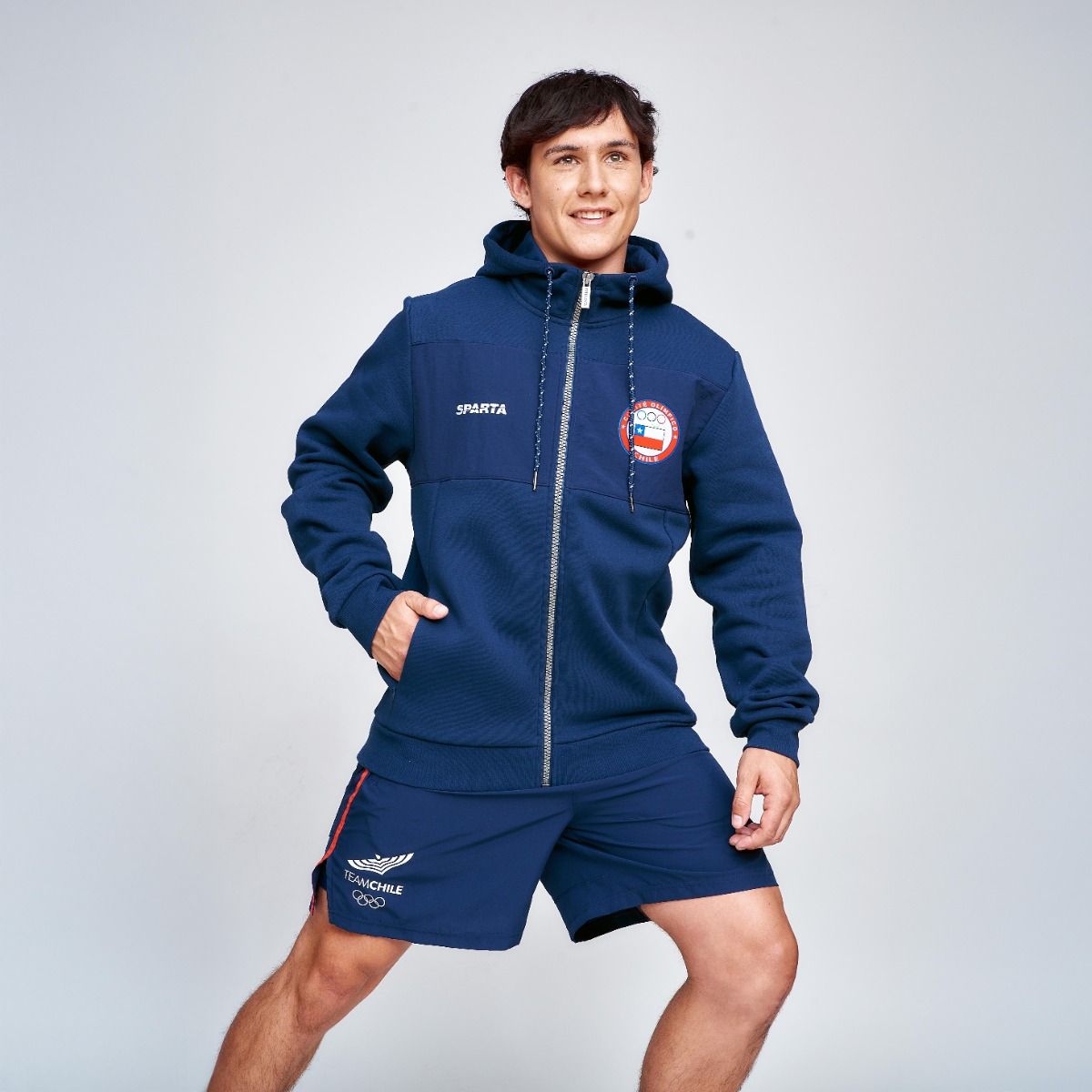 SPARTA - Polerón Entrenamiento Hombre Sparta Team Chile Full Zip Azul