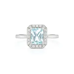 JOYAS LANDEROS - Anillo Rectangular Agua Marina Plata 925