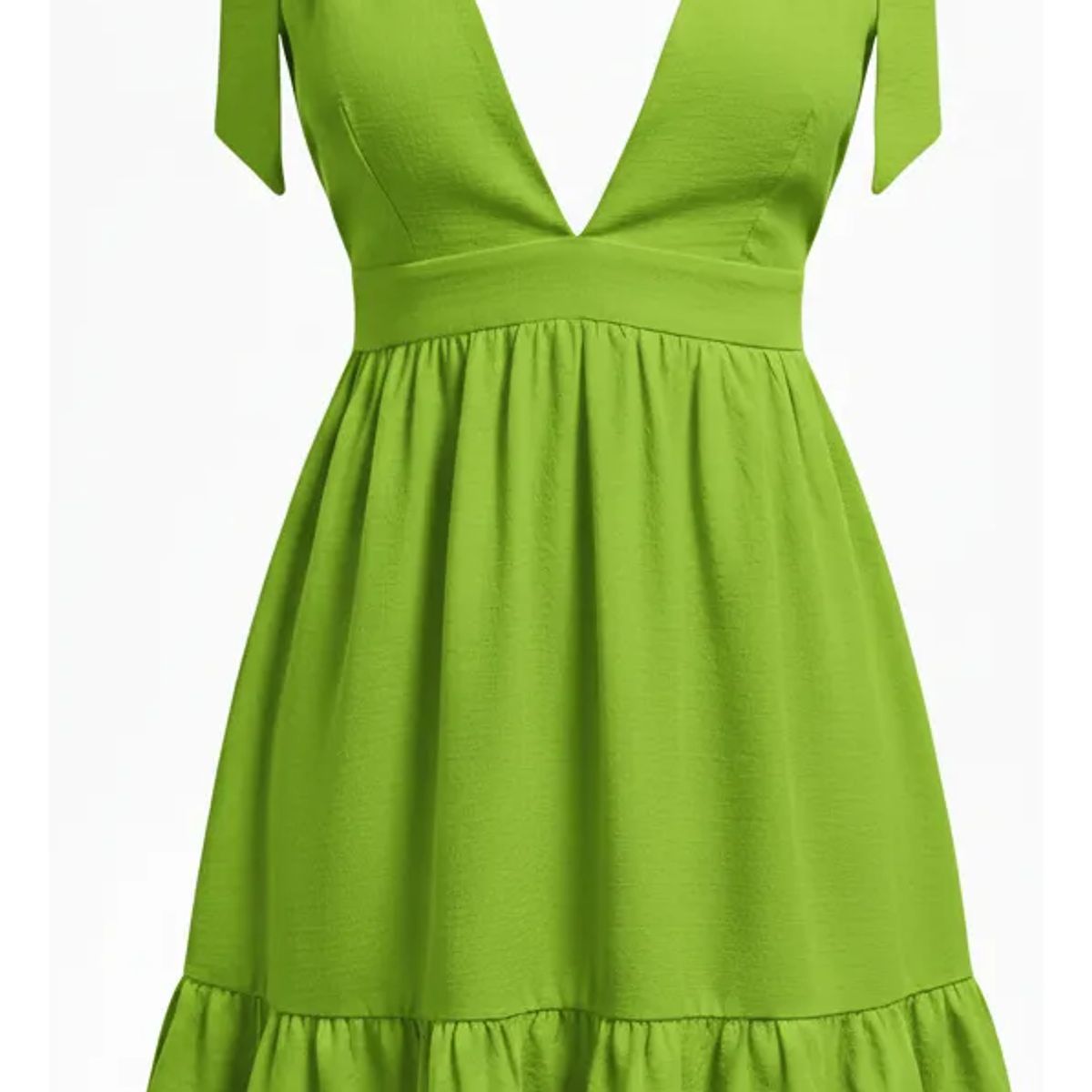 BOVINITA - Vestido Corto Mujer Verde Escote V Con Lazos En Hombro