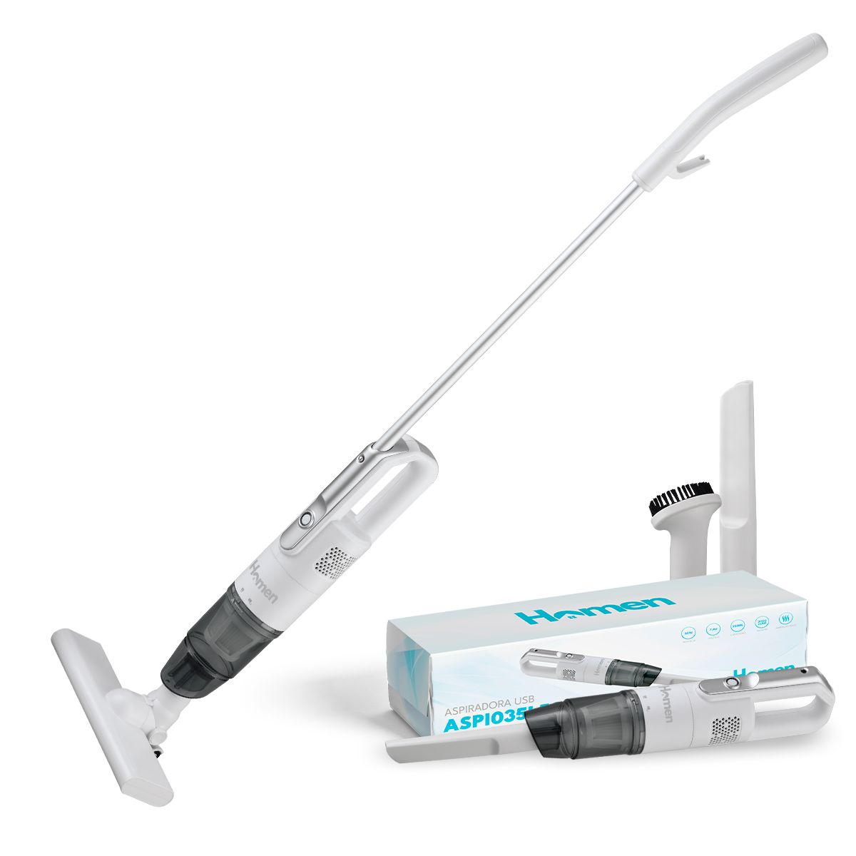 HOMEN - Aspiradora inalámbrica Recargable 2 en 1 de 7.4v y 50w Usb-C Homen