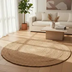 NOVADO - Alfombra De Fibra Natural 120 Cm 1.2 M Liso Marrón Claro