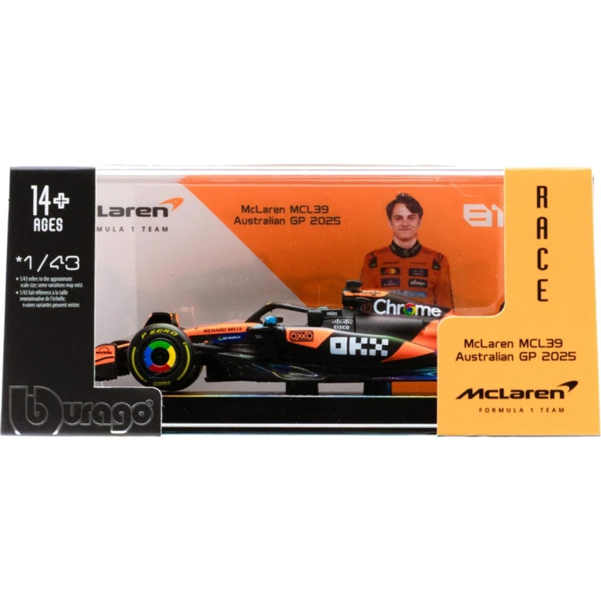 BBURAGO - BURAGO 38249 1-43 RACE FORMULA MCLAREN MCL39 W HELMET ( 2025