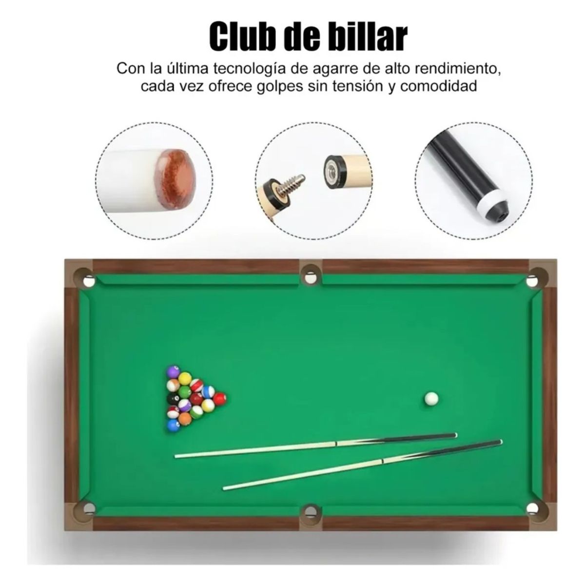 QUICKY - 2 Taco De Pool Palo Maple Billar Madera 145cm + Accesorios