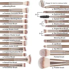 GENERICO - Brochas De Maquillaje Kit 20 Pcs Para Maquillaje Profesional