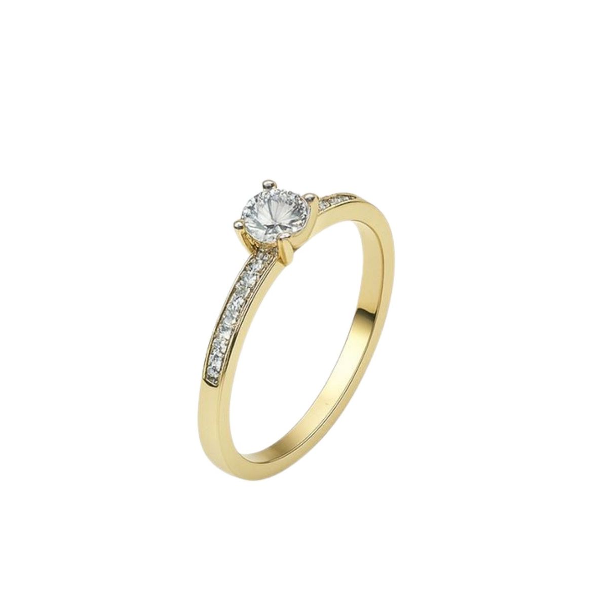 JB JOYAS BARON - Anillo Oro Amarillo 18kt Circonita Central 4MM