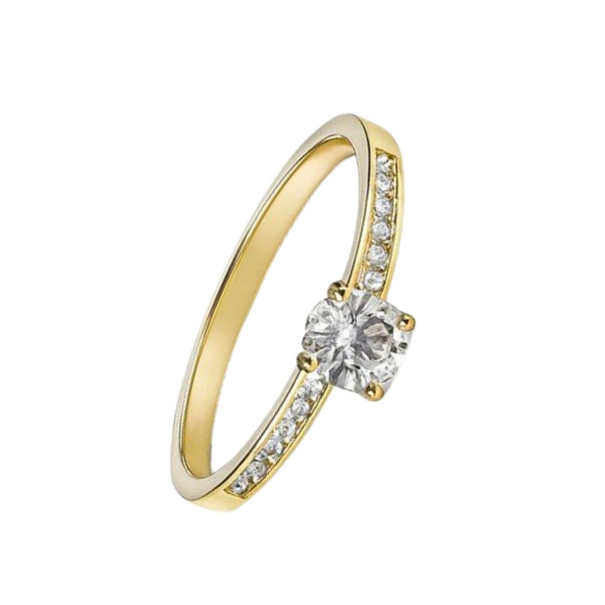JB JOYAS BARON - Anillo Oro Amarillo 18kt Circonita Central 4MM