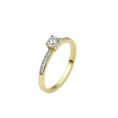 JB JOYAS BARON - Anillo Oro Amarillo 18kt Circonita Central 4MM