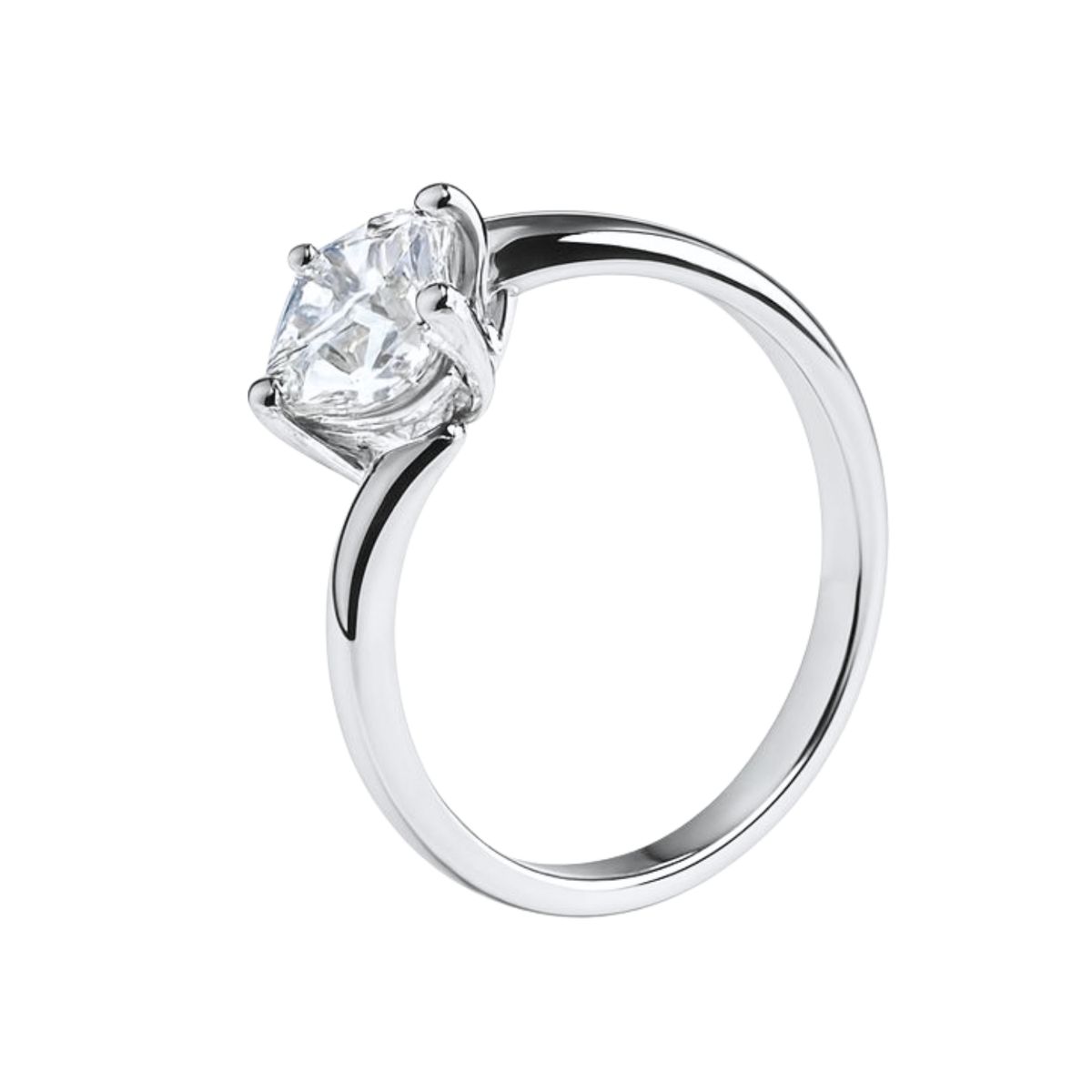 JB JOYAS BARON - Anillo Oro Blanco 18kt Circonita Central 8MM 4 grifas