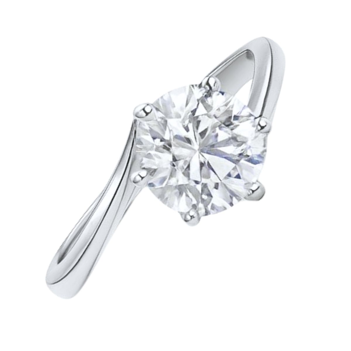 JB JOYAS BARON - Anillo Oro Blanco 18kt Circonita Central 8MM 4 grifas