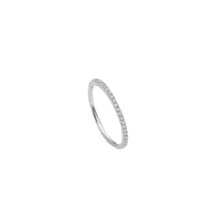 JB JOYAS BARON - Anillo Oro Blanco 18kt Medio Cintillo Circonita