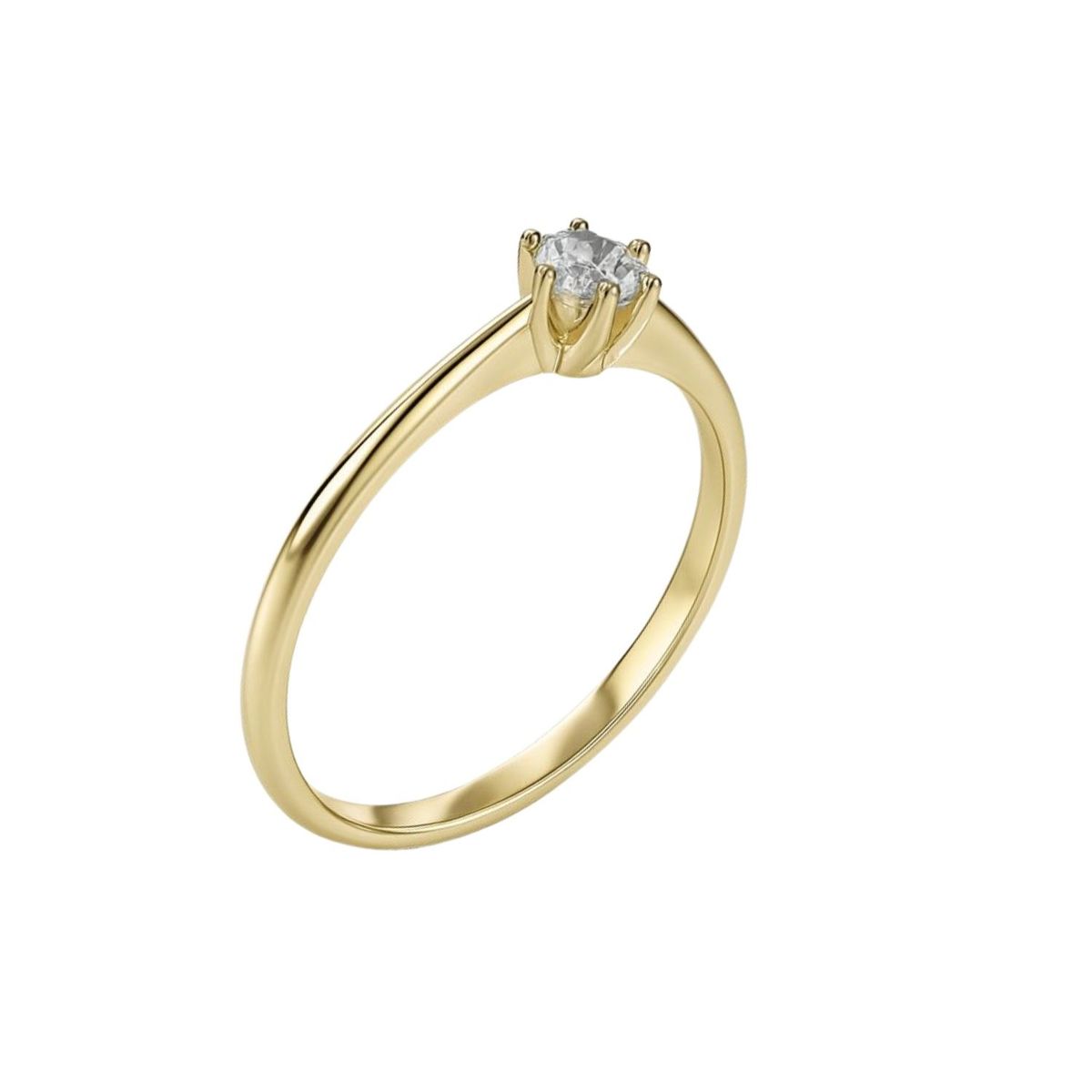 JB JOYAS BARON - Anillo Oro Amarillo 18kt Solitario Circonita 6 Grifas