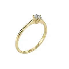 JB JOYAS BARON - Anillo Oro Amarillo 18kt Solitario Circonita 6 Grifas