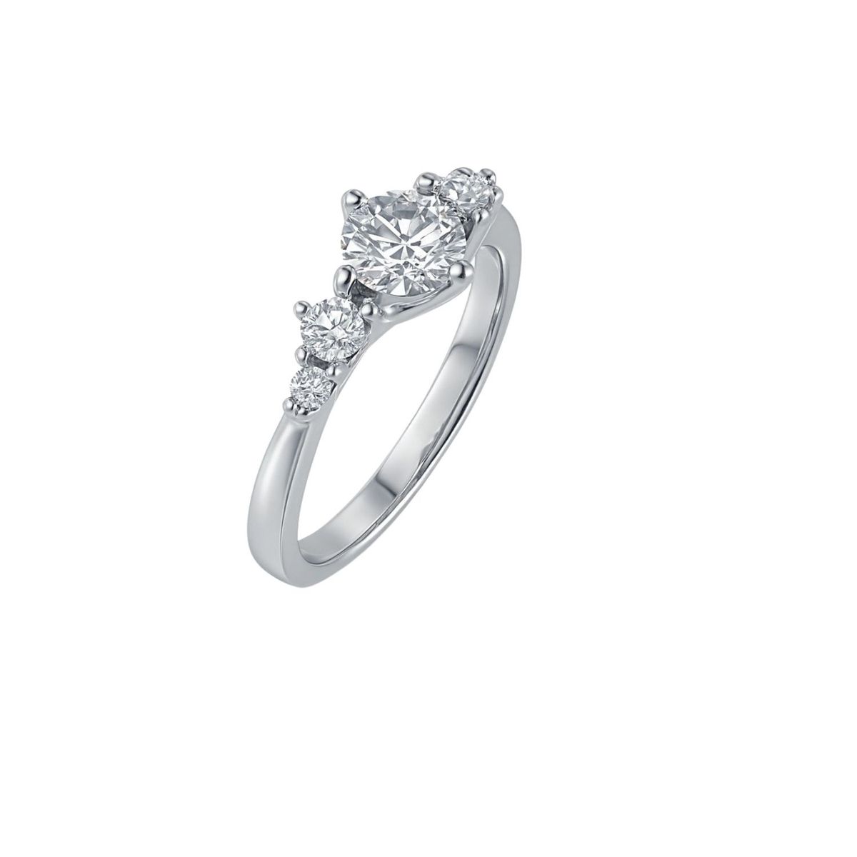 JB JOYAS BARON - Anillo Oro Blanco 18kt Trilogía Clásica Circonita