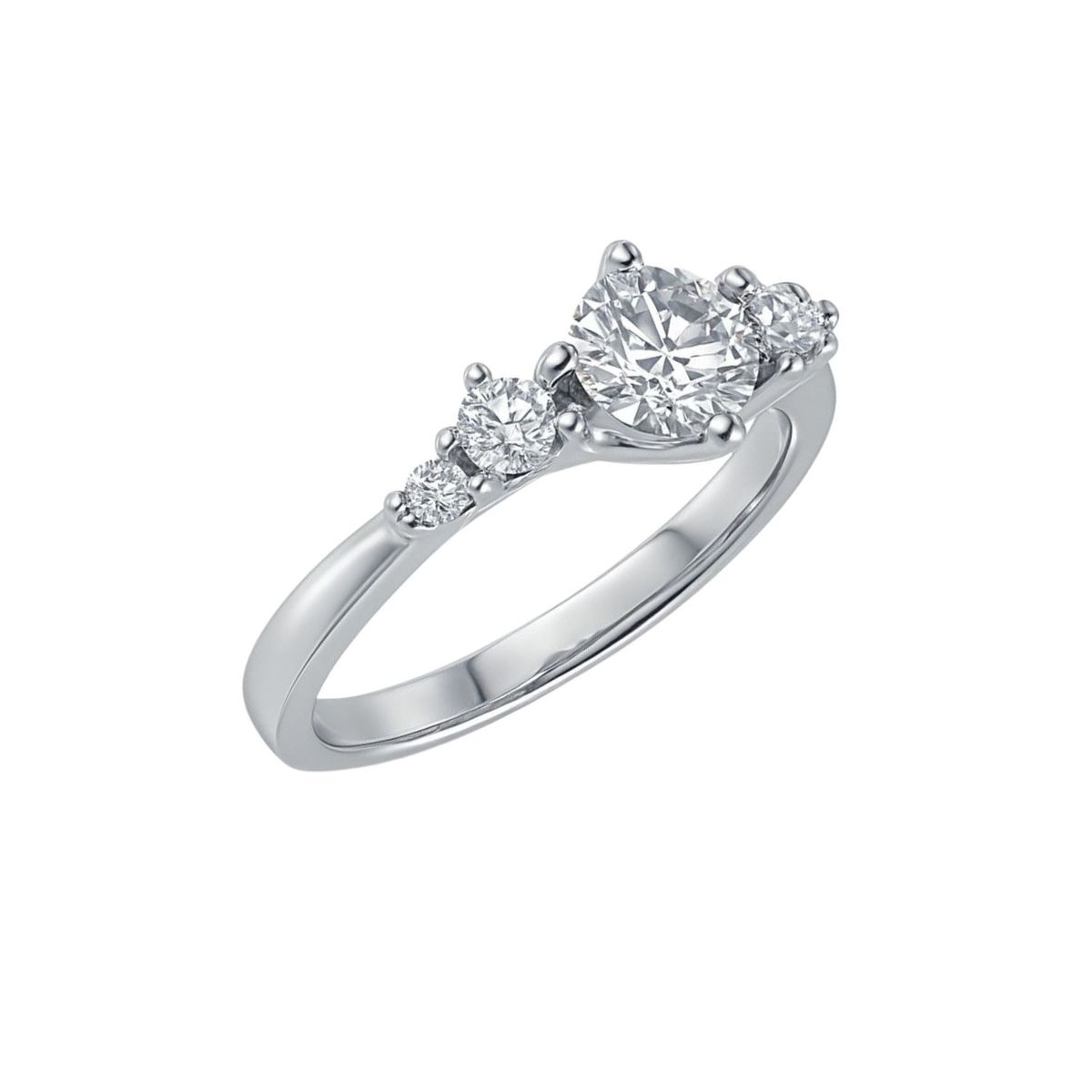 JB JOYAS BARON - Anillo Oro Blanco 18kt Trilogía Clásica Circonita