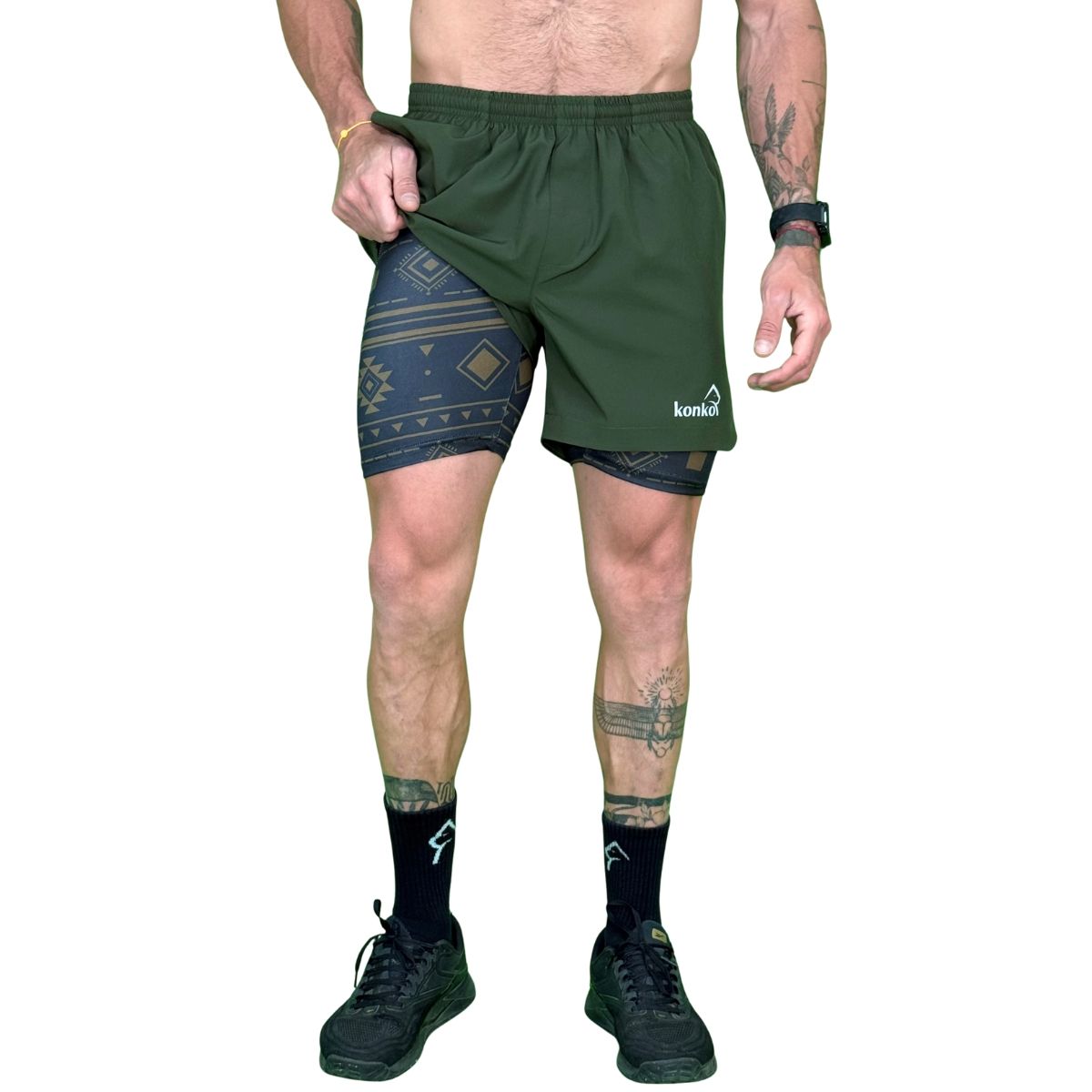 KONKO ACTIVE - Short Deportivo Hombre Con Calza 2 en 1 Hyperflex Nomad Konko