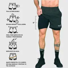 KONKO ACTIVE - Short Deportivo Hombre Con Calza 2 en 1 Hyperflex Hunter Verde Konko