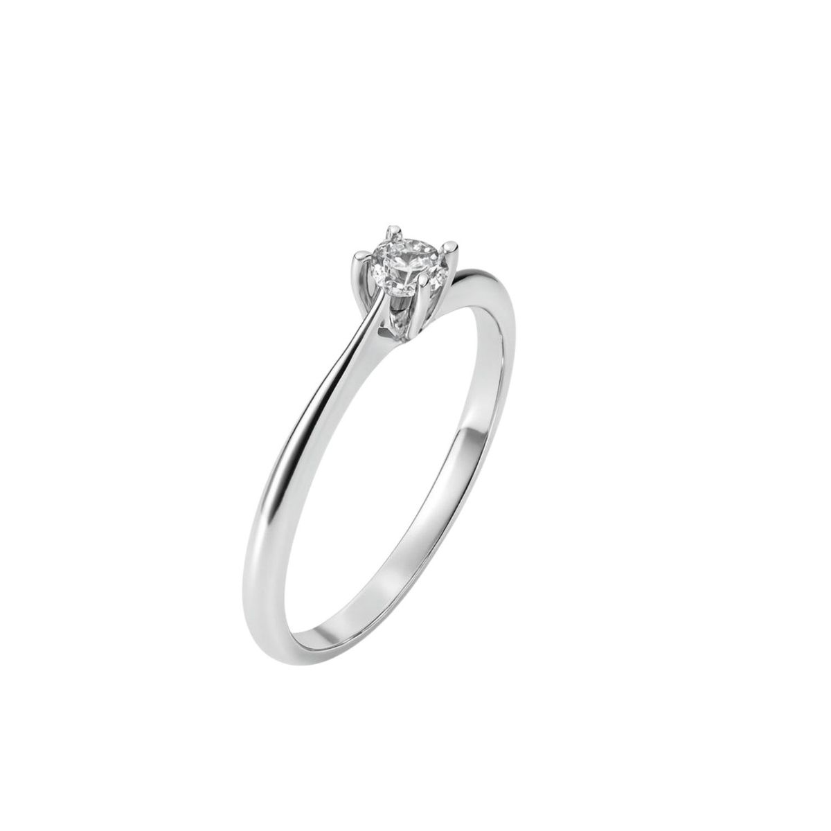 JB JOYAS BARON - Anillo Oro Blanco 18kt Solitario Circonita 4MM
