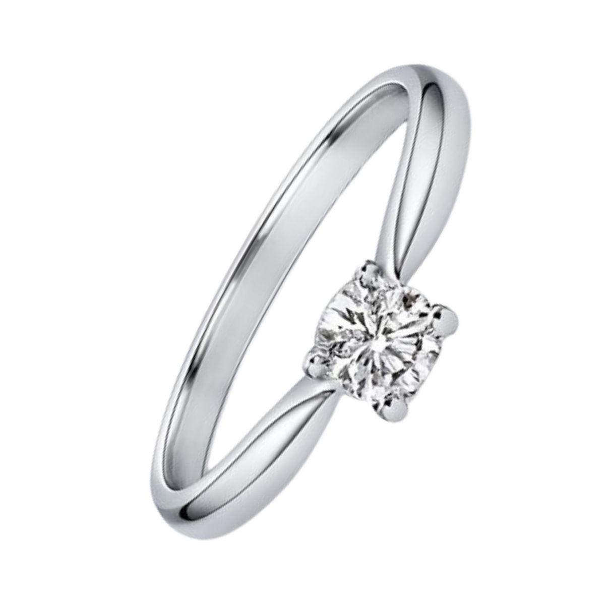 JB JOYAS BARON - Anillo Oro Blanco 18kt Solitario Circonita 4MM