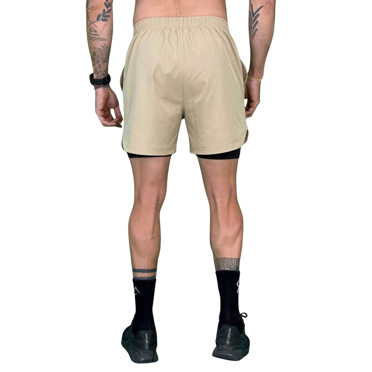 KONKO ACTIVE - Short Deportivo Hombre Con Calza 2 en 1 Hyperflex Clay Konko