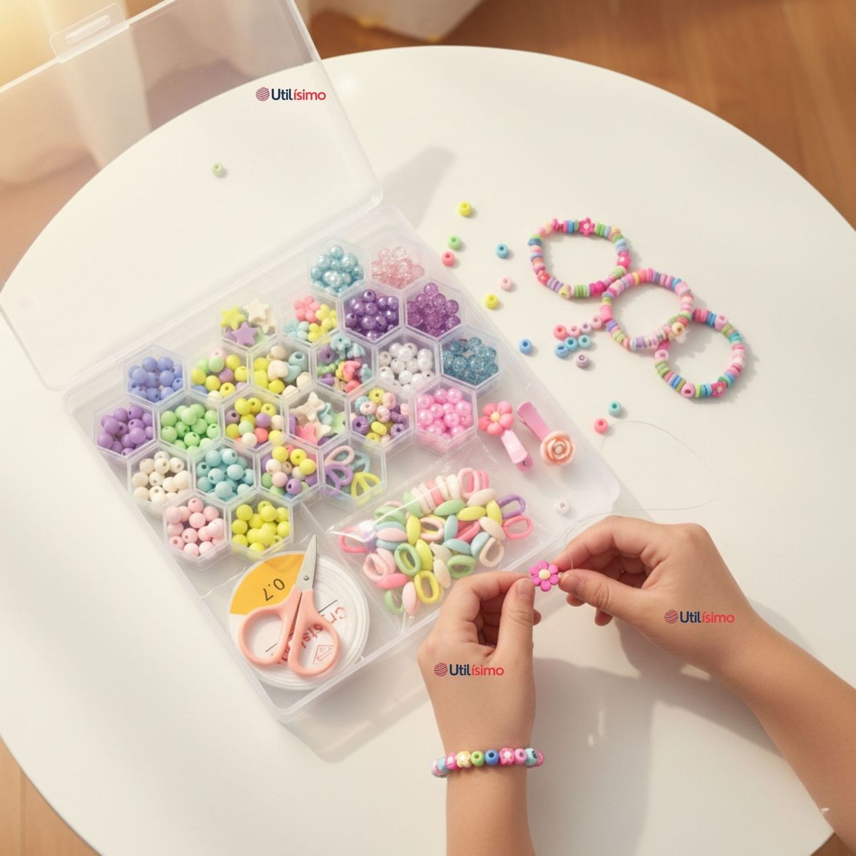 UTILISIMO - Set De Mostacillas Bisuteria Juguete Kit Para Armar Crear Pulseras Y Collares Niña