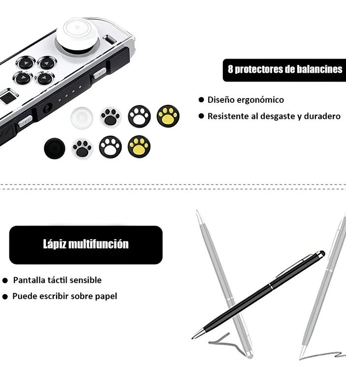GENERICO Estuche 24 en 1 para Nintendo Switch Oled Con Lápiz Capacitivo Color Negro