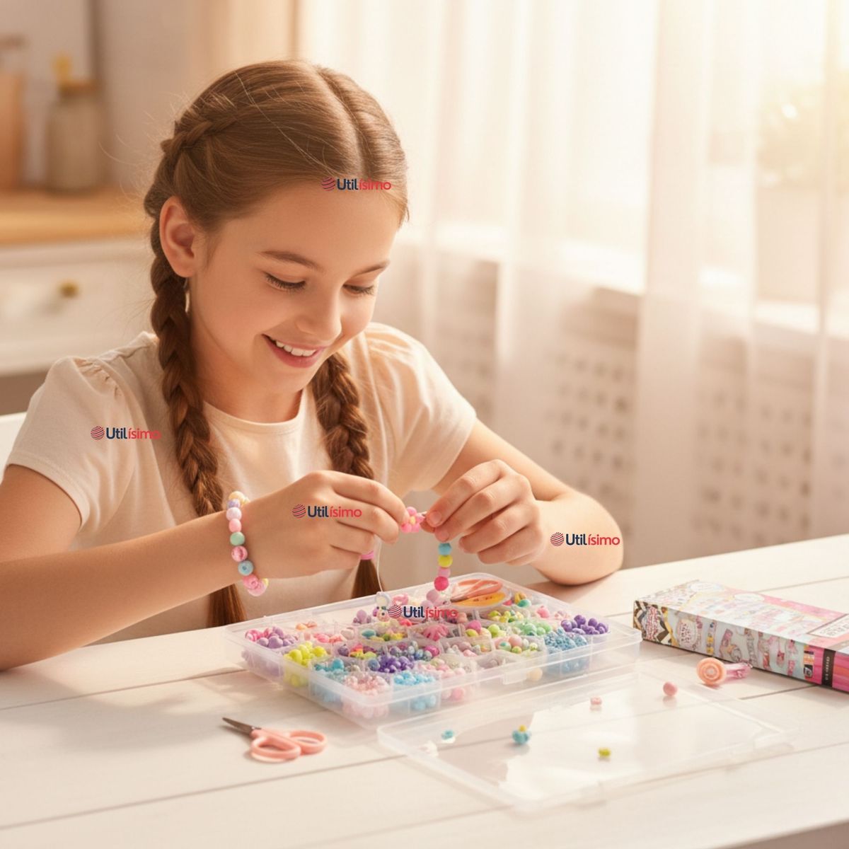 UTILISIMO - Set De Mostacillas Bisuteria Juguete Kit Para Armar Crear Pulseras Y Collares Niña