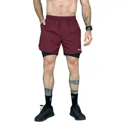 KONKO ACTIVE - Short Deportivo Hombre Con Calza 2 en 1 Hyperflex Brick Konko