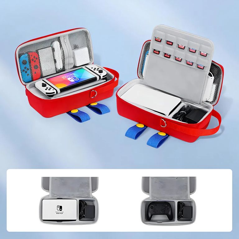 GENERICO Estuche 24 en 1 para Nintendo Switch Oled Con Lápiz Capacitivo Hoso Color Rojo