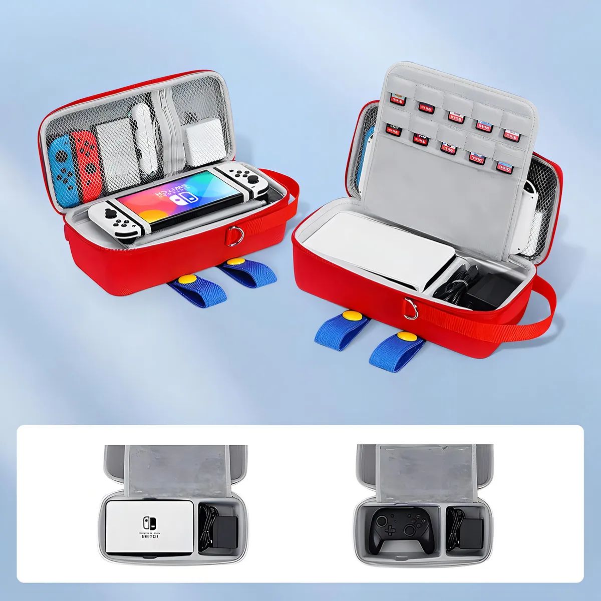 GENERICO - Estuche 24 en 1 para Nintendo Switch Oled Con Lápiz Capacitivo Hoso Color Rojo