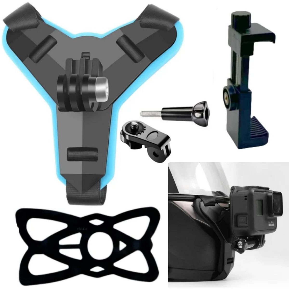GENERICO - Montura de mentón para casco moto c/ adaptador GoPro