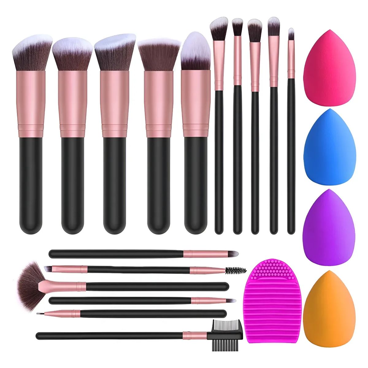 GENERICO - 21pzs Brochas De Maquillaje Base Profesional Kit Con Esponja