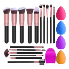 GENERICO - 21pzs Brochas De Maquillaje Base Profesional Kit Con Esponja