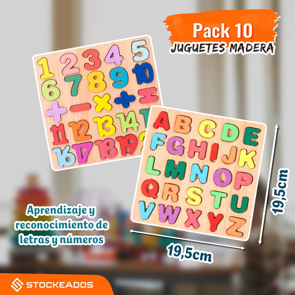 GENERICO - Pack 10 Juguetes Didácticos De Madera Para Niños Montessori