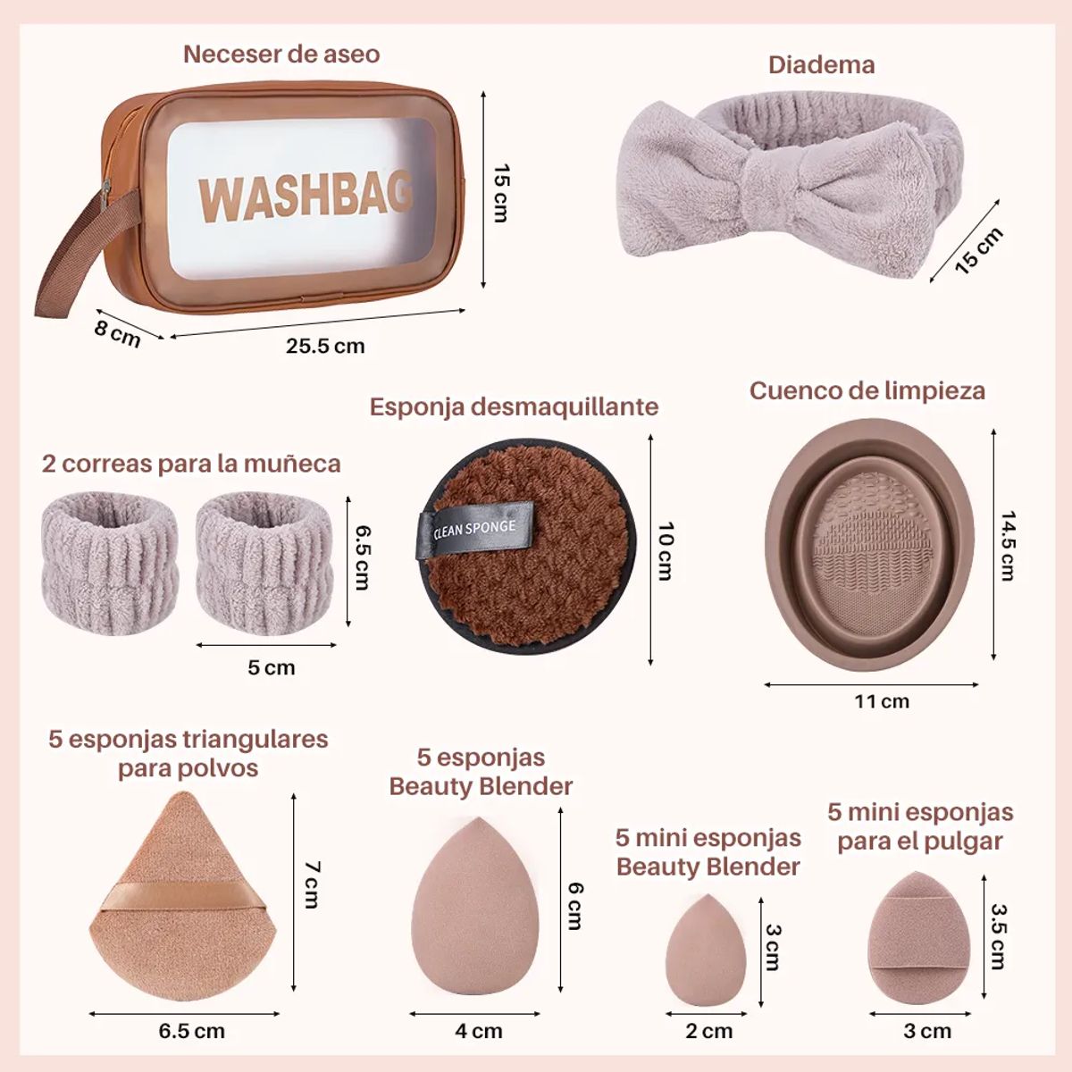 GENERICO - Set 56 Brochas Maquillaje Base Profesional Kit Con Esponja