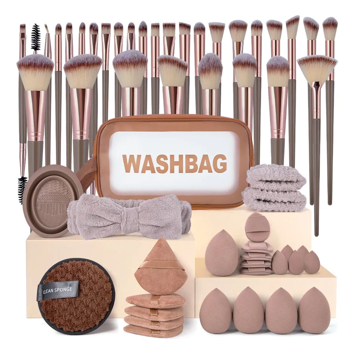 GENERICO - Set 56 Brochas Maquillaje Base Profesional Kit Con Esponja