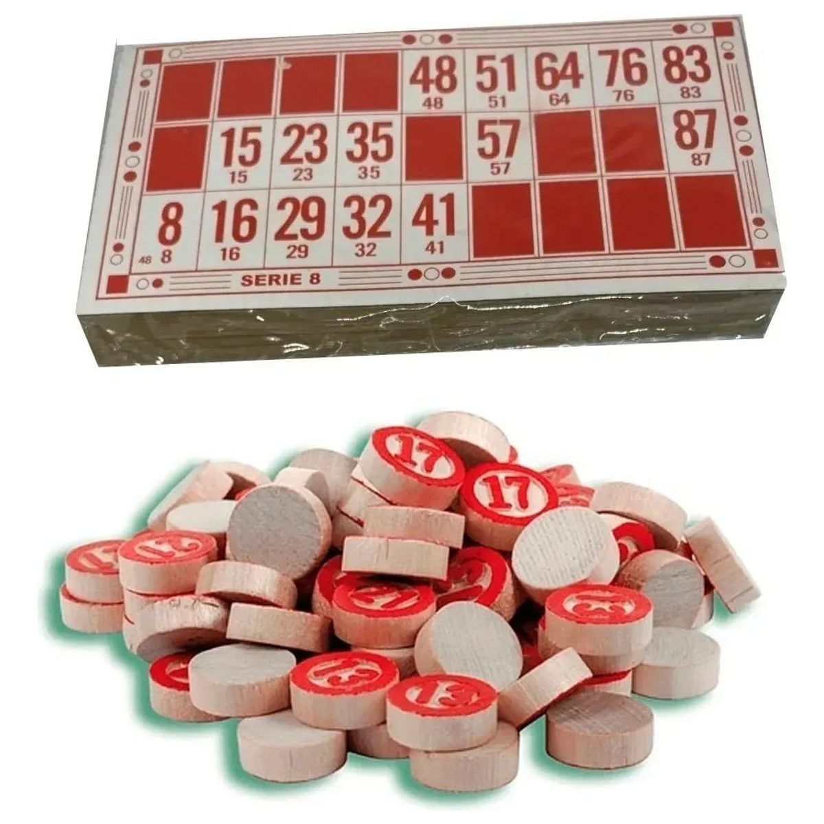 GENERICO - Juego Loteria 48 Cartones Numeros Madera Bingo
