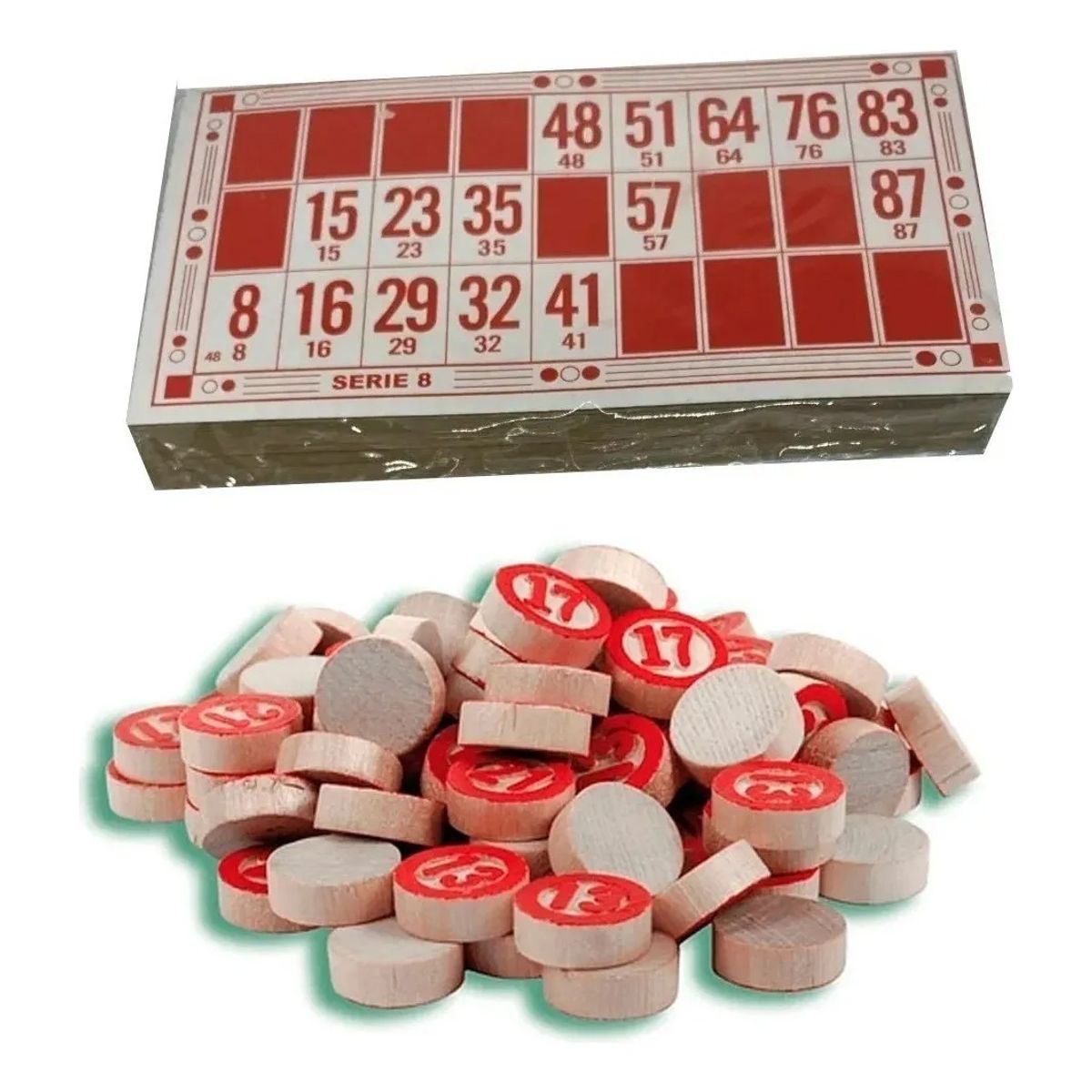 GENERICO - Juego Loteria 48 Cartones Numeros Madera Bingo