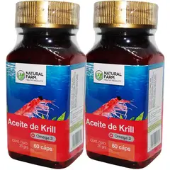 NATURAL FARM - 2 Aceite De Krill 250mg + Omega 3 60 Caps Blandas Liquido