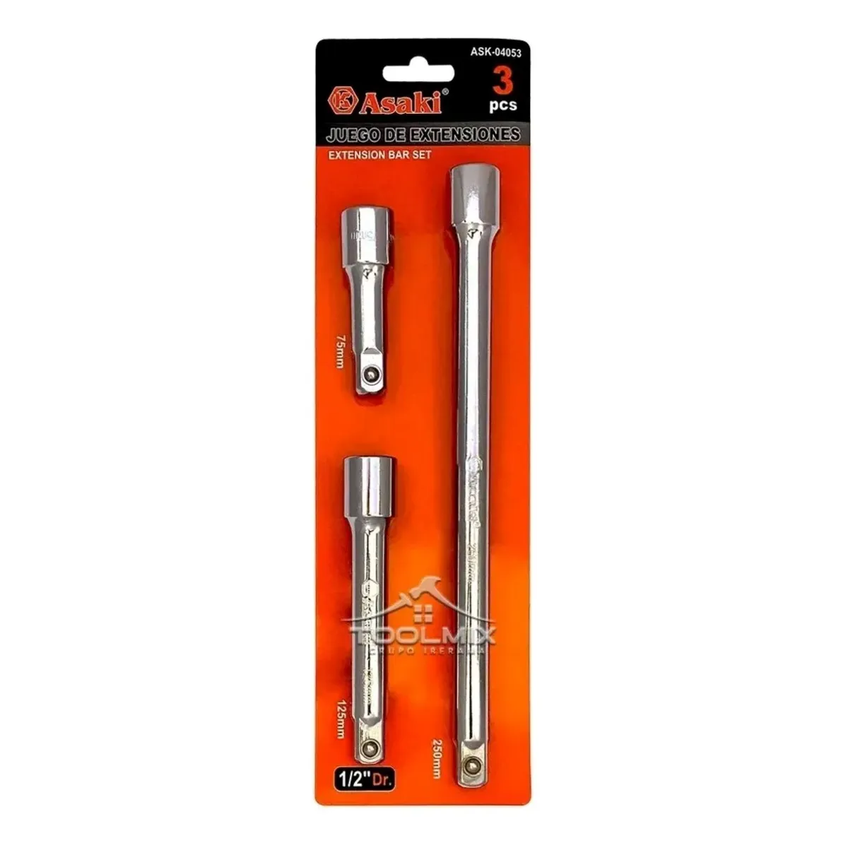 3 Barra Extensión Para Dados ½Pulg 75mm 125mm 250mm Acero Cr, marca GENERICO - Foto Principal