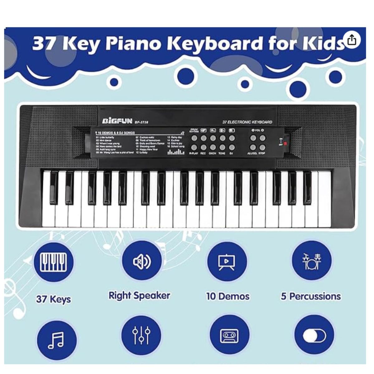 GENERICO - Juguete Piano Teclado Musical Con 37 Teclas Sonidos Mic
