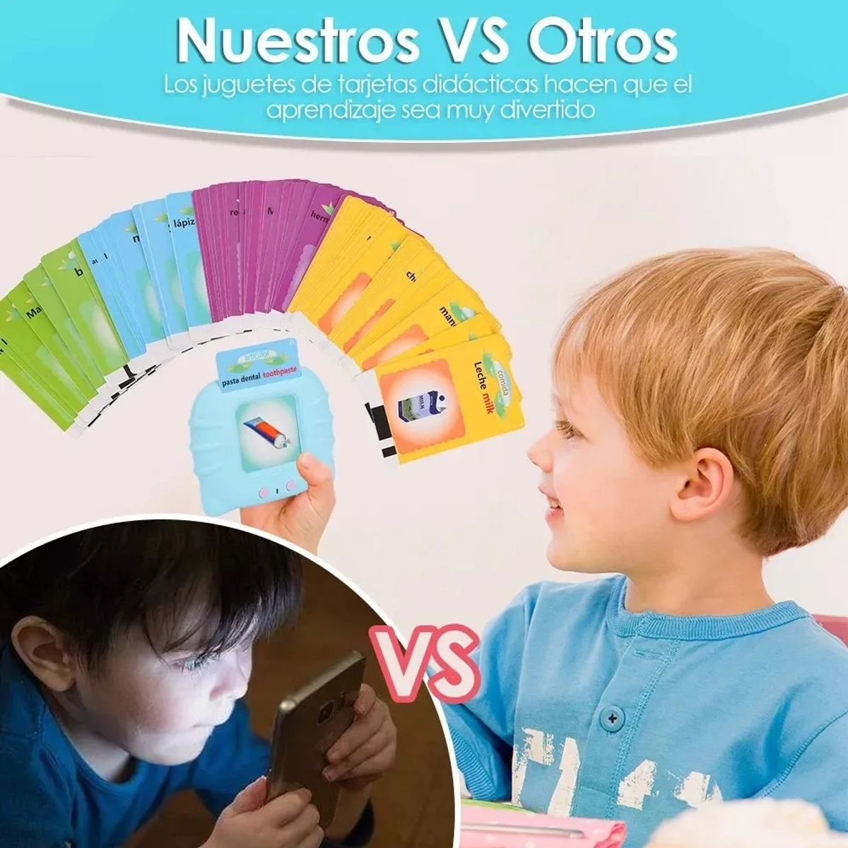 GENERICO - Juguetes Aprendizaje Español/ingles Tarjetas Niños 224 Palabras