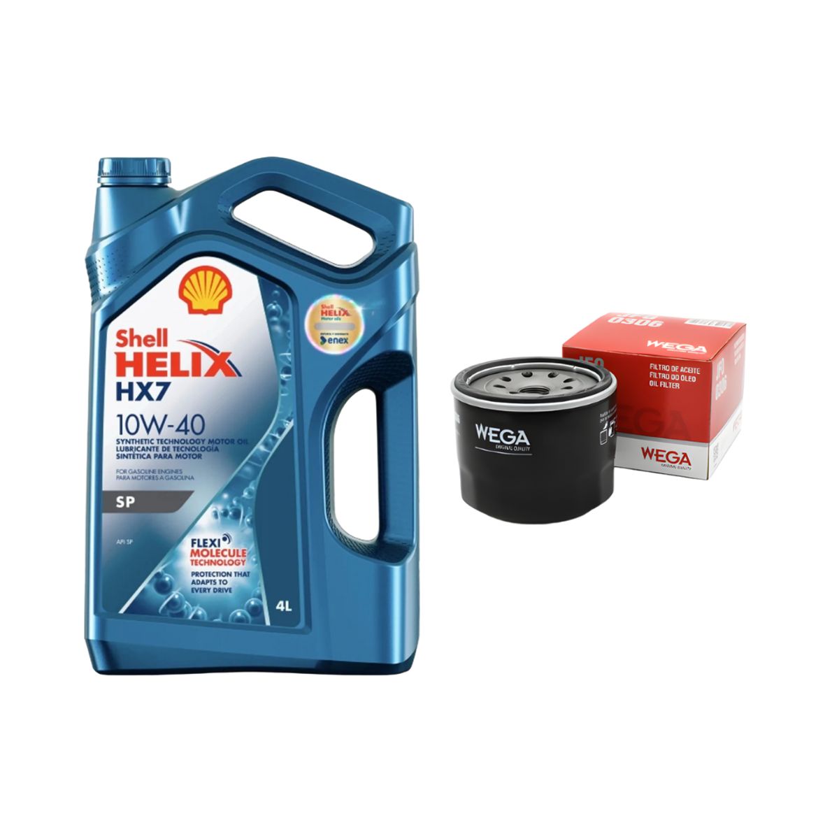 SHELL - Pack aceite shell 10w40 mas filtro de aceite para kia rio 4c, morning, nissan versa,  soluto, verna