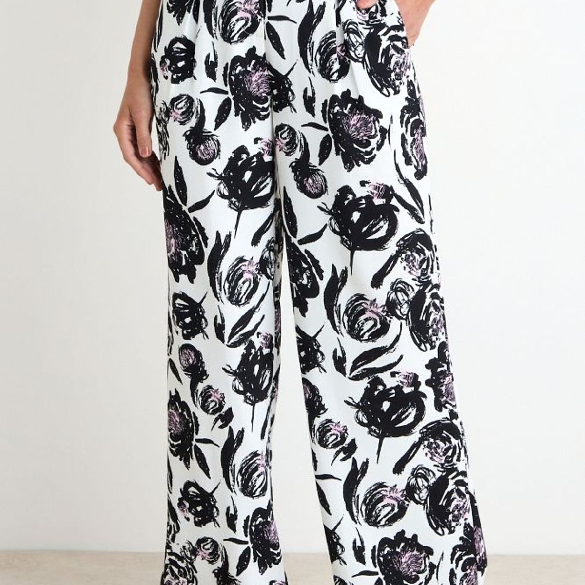 ASH - Pantalon Palazzo Fantasia Mujer Negro Ash