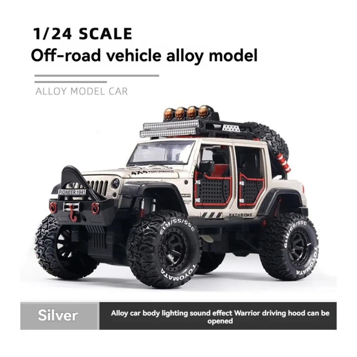 GENERICO - Juguete Auto Jeep Wrangler A Escala 124 Blanco Infnatil