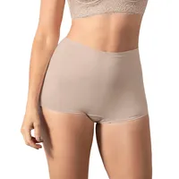 Bóxer tiro alto en tela lisa 72321 Café Claro