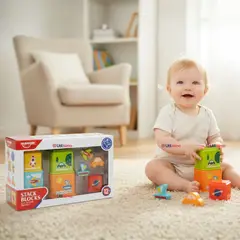 HUANGER - Juego Didáctico Bebé Encaje Apilable Torre Con Figuras Niña y Niño