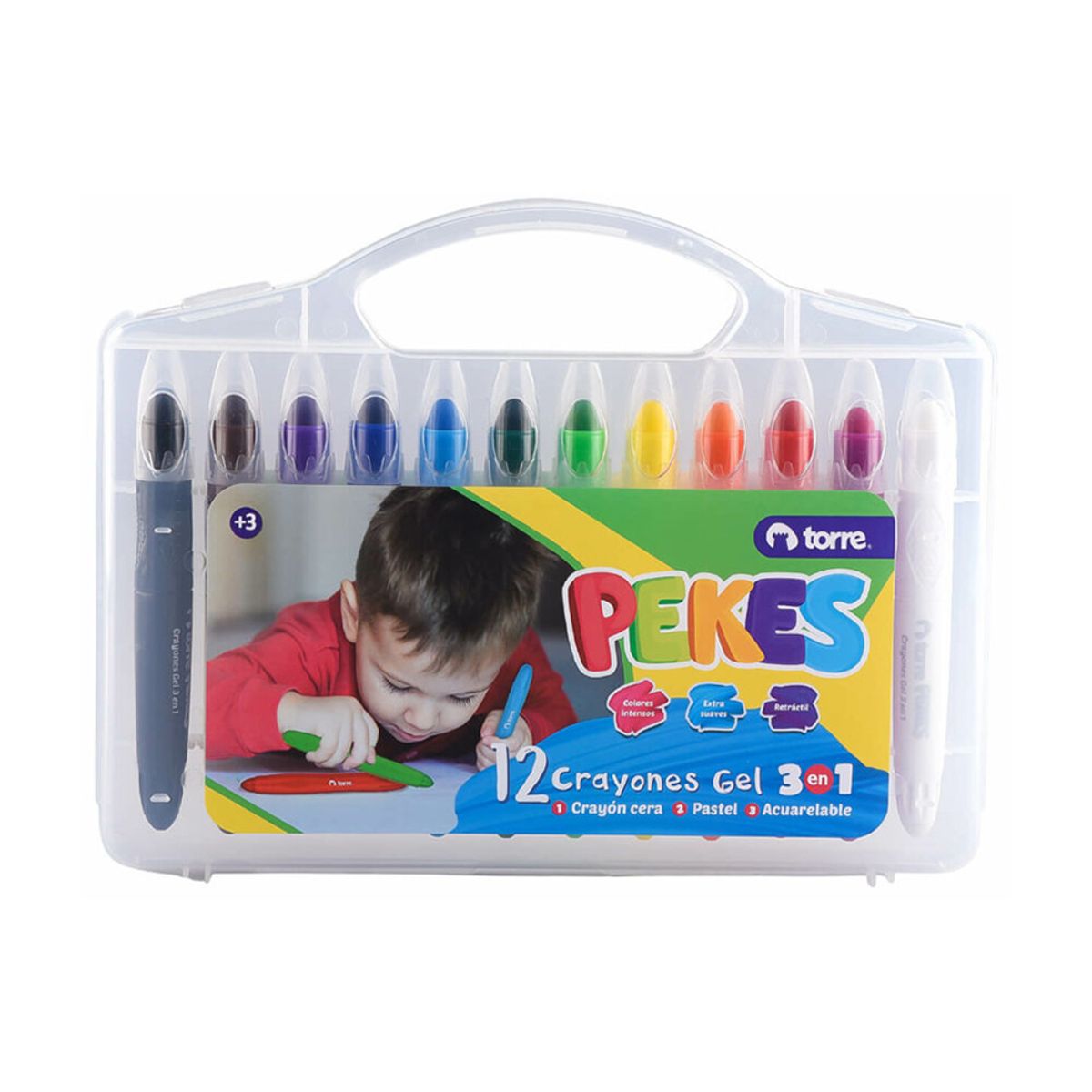 TORRE - Crayones Gel 3 En 1 Pekes Torre 12uds