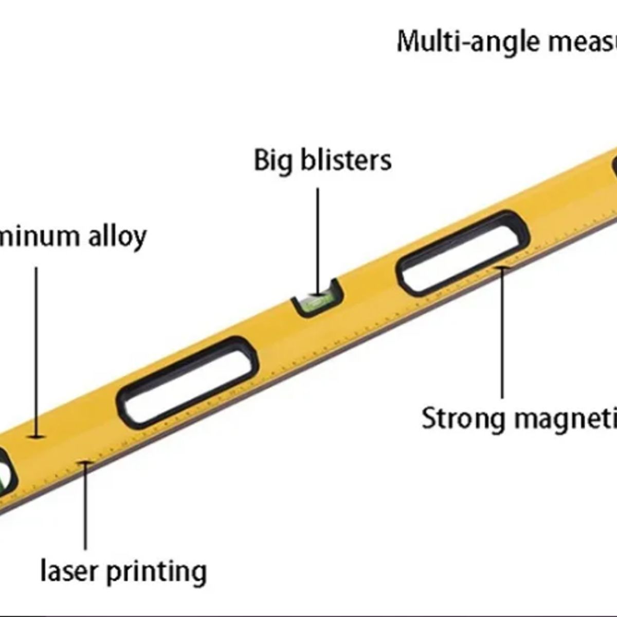 GENERICO - Nivel Magnético Regla De Aluminio 24 Pulgadas 60cm