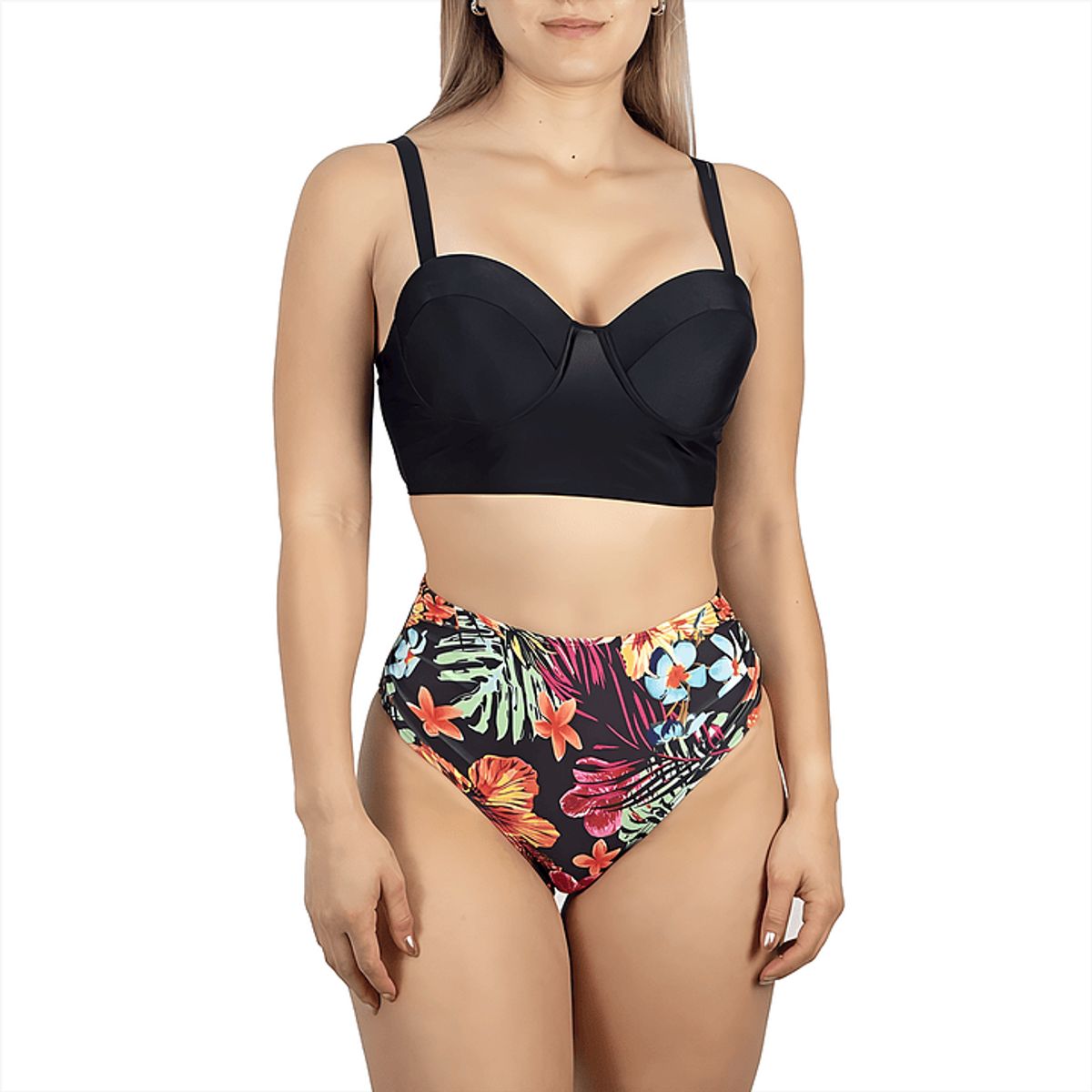 HIPSY SWIMWEAR - Bikini tiro alto Mujer + salida playa Black Hipsy